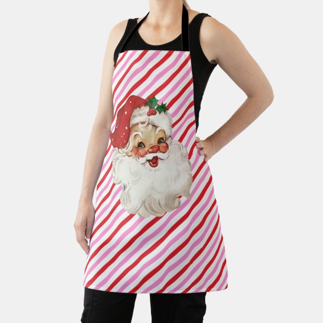 Festive Stripe Red Pink From Santa Gift Apron (Insitu)