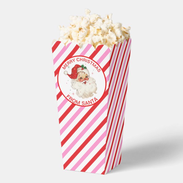Festive Stripe Red Pink From Santa Gift Favour Box (Popped)