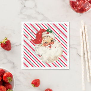 Festive Stripe Retro Santa Napkin