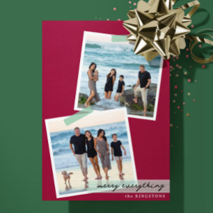 Festive Striped Tape- V2- Photo Holiday Flat Card