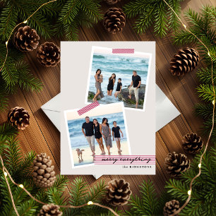 Festive Striped Tape- V3- Photo Holiday Flat Card