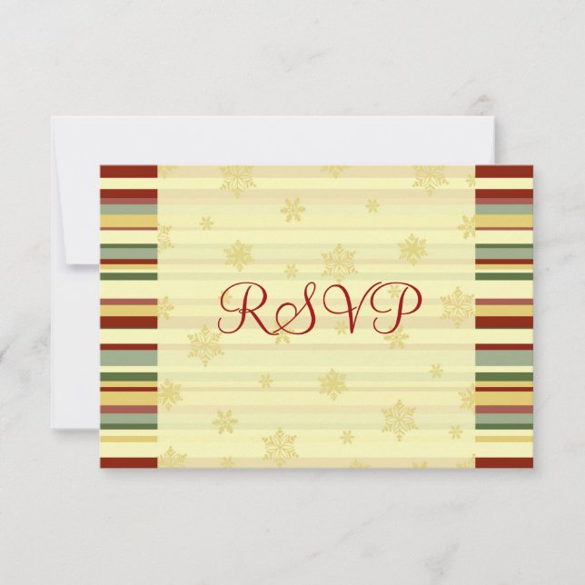 Festive Stripes Christmas Wedding RSVP Cards (Front)