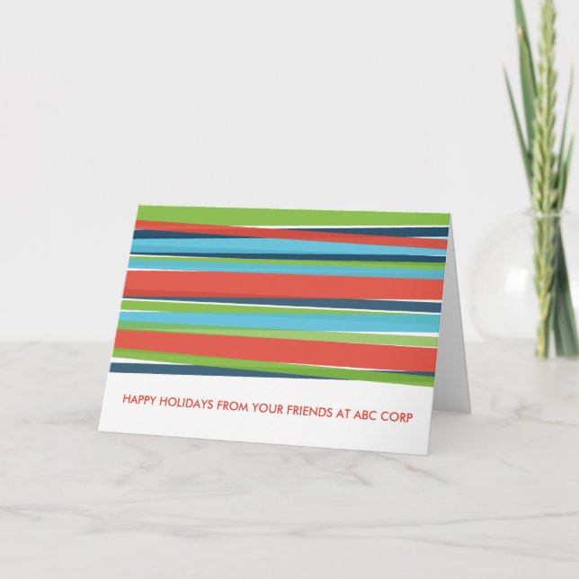 Festive Stripes Folded Holiday Card (Front)