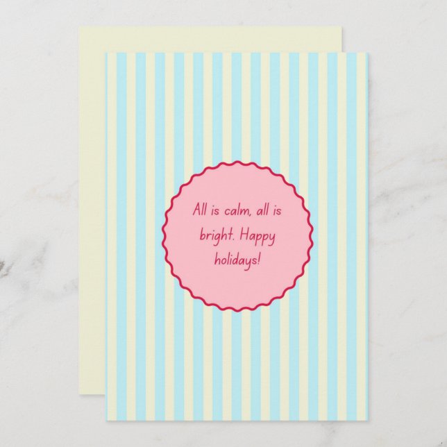 Festive Stripes Gift Card with Happy Holiday Quote (Front/Back)