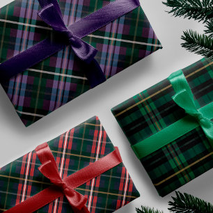 Festive Stylish Multi-Coloured Plaid Patterns Wrapping Paper Sheet