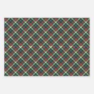 Festive Stylish Multi Dark Colour Plaid Pattern Wrapping Paper Sheet