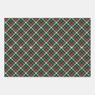 Festive Stylish Multi Dark Colour Plaid Pattern Wrapping Paper Sheet