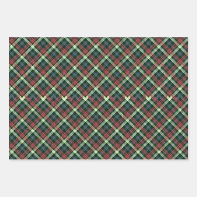 Festive Stylish Multi Dark Colour Plaid Pattern Wrapping Paper Sheet (Front)