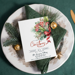 Festive Sweet Candy Canes Christmas Party   Invitation