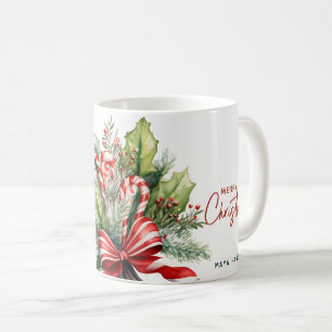 Festive Sweet Candy Canes Custom Christmas Coffee Mug
