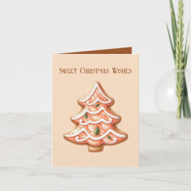 Festive sweet Christmas wishes cookie tree  Holiday Card (Front)