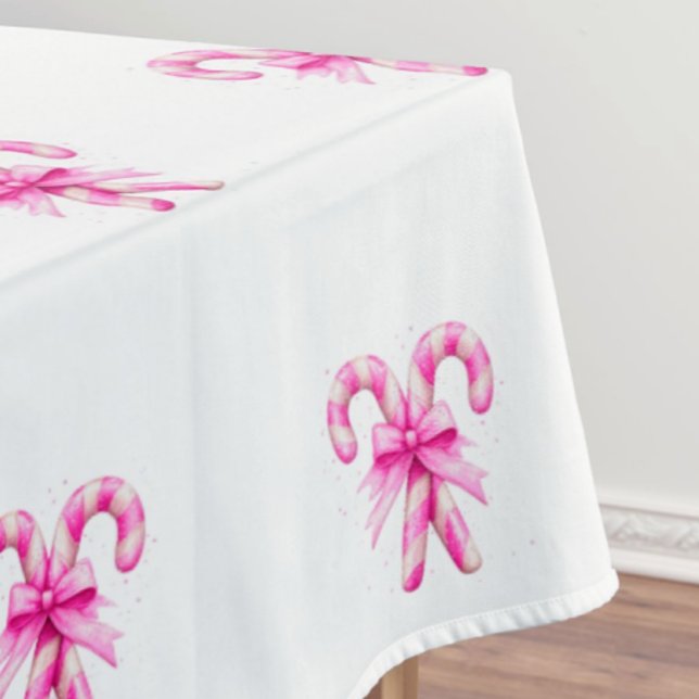 Festive Sweet Pink White Candy Cane  Tablecloth (Winter White and Pink…so festive!)