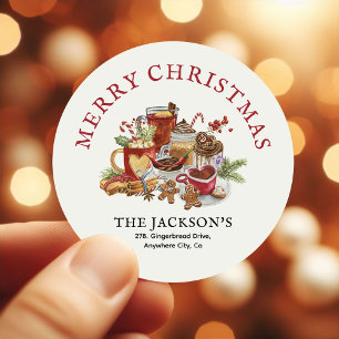 Festive Sweet Treats Christmas Return Address Classic Round Sticker