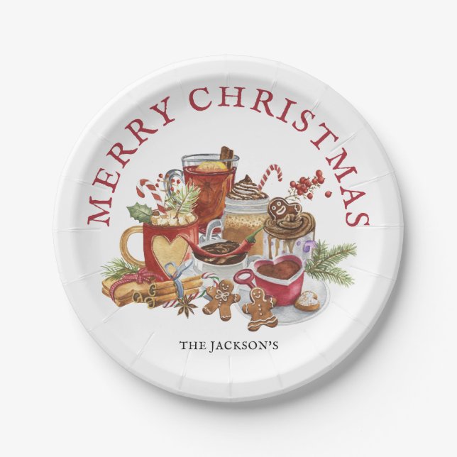 Festive Sweet Treats Merry Christmas Tableware Paper Plate (Front)