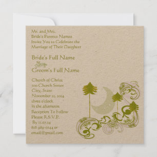 Festive Swirl Moon Tree Square Wedding Invitation