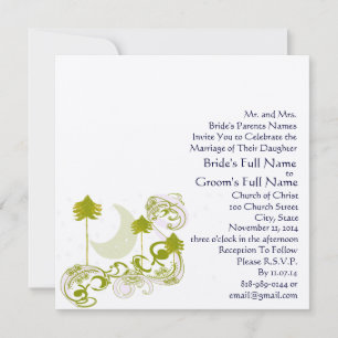 Festive Swirl Moon Tree Square Wedding Invitation