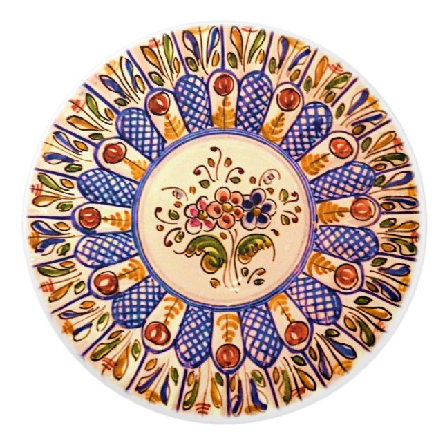 Festive Talavera Cinco Ceramic Knob (Front)
