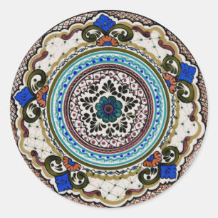 Festive Talavera Nueve Classic Round Sticker
