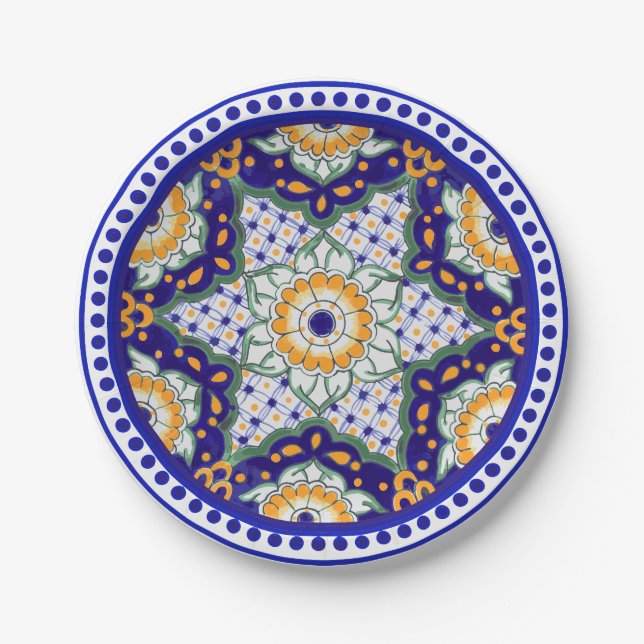 Festive Talavera Ocho Paper Plate (Front)