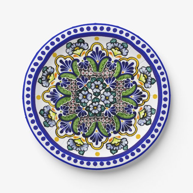 Festive Talavera Siete Paper Plate (Front)
