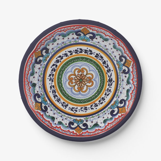 Festive Talavera Tres Paper Plate (Front)