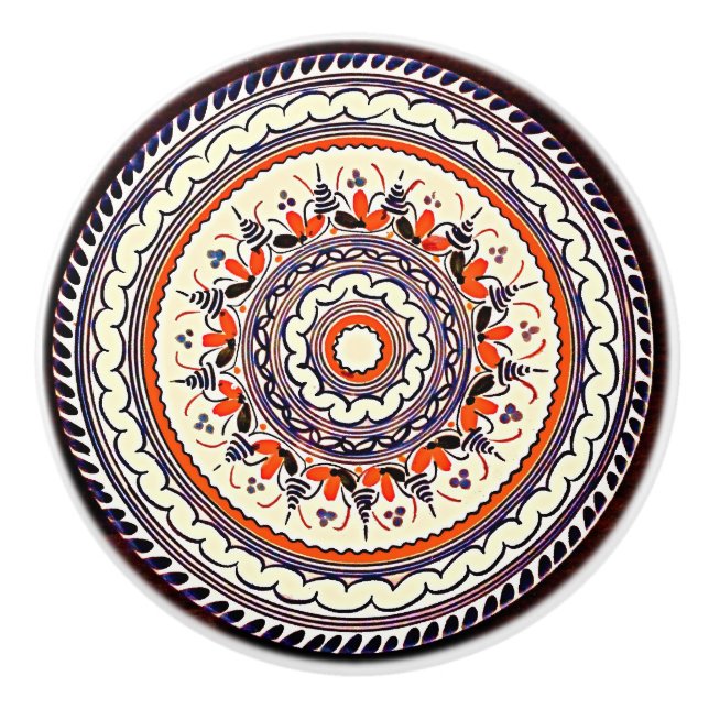 Festive Talavera Uno Ceramic Knob (Front)