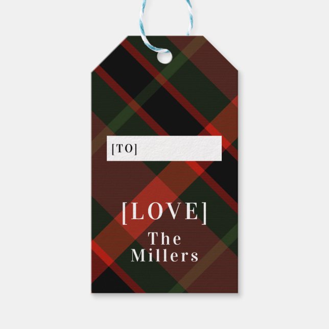 Festive Tartan Christmas Gift Tags (Front)