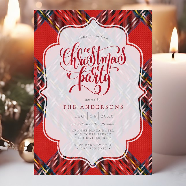 Festive Tartan Plaid Red Christmas Party Invitation (Creator Uploaded)