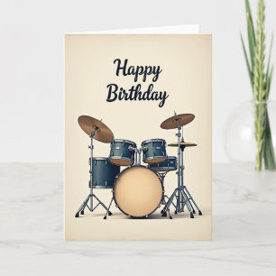 Festive Teal Drums Birthday Card