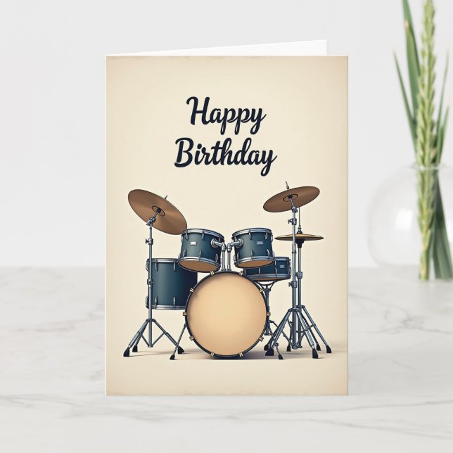 Festive Teal Drums Birthday Card (Front)
