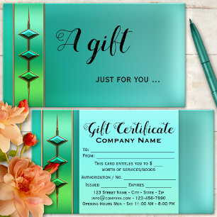 Festive Teal Green Gift Certificate Template