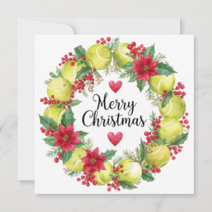 Festive Tennis Wreath for Christmas Holiday Card