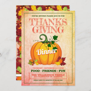 Festive Thanksgiving Dinner Party Invitations