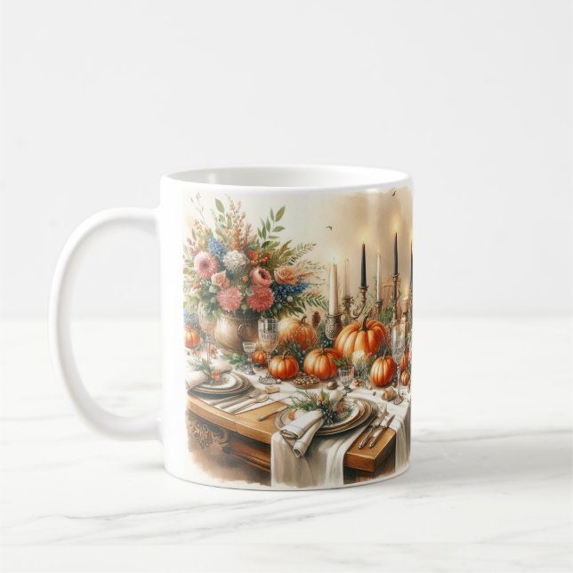 Festive Thanksgiving Holiday Dinner Mug (Left)