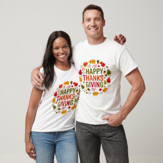  Festive Thanksgiving Leaves & Acorns T-Shirt