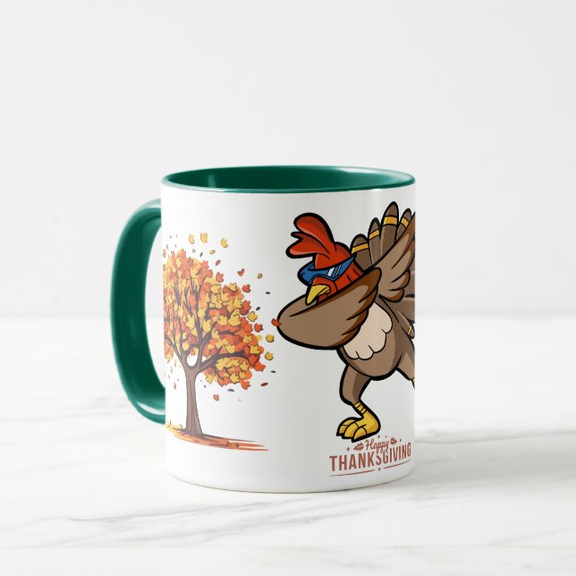 Festive Thanksgiving Turkey Holiday Ceramic Design Mug (Front Left)