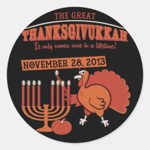 Festive 'Thanksgivukkah' Classic Round Sticker