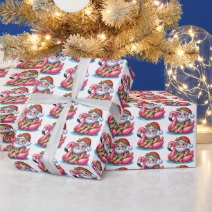 Festive tiled Christmas beach Santa Wrapping Paper