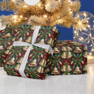 Festive tiled Christmas bells Holiday Wrapping Paper