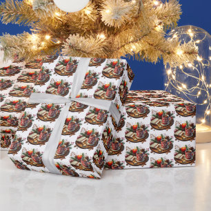 Festive tiled Christmas cocoa Wrapping Paper