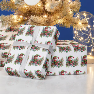 Festive tiled Christmas elf pattern Wrapping Paper