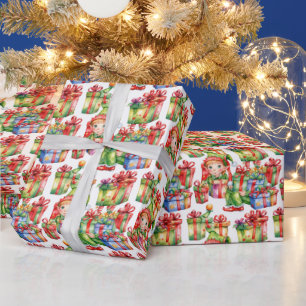 Festive tiled Christmas elf Wrapping Paper