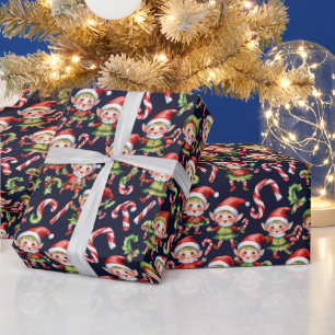 Festive tiled Christmas elves  Wrapping Paper