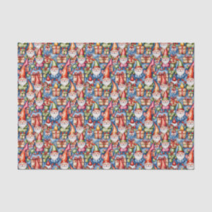 Festive tiled Christmas gnome Tissue Paper