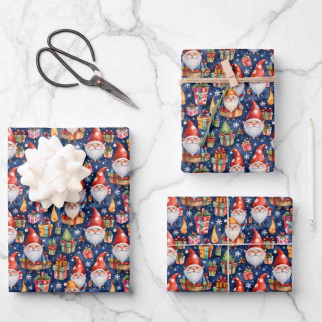 Festive tiled Christmas gnome  Wrapping Paper Sheet (Front)