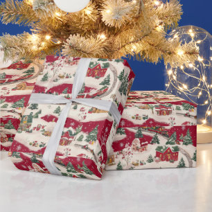 Festive tiled Christmas train pattern  Wrapping Paper