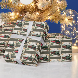 Festive tiled Christmas train  Wrapping Paper