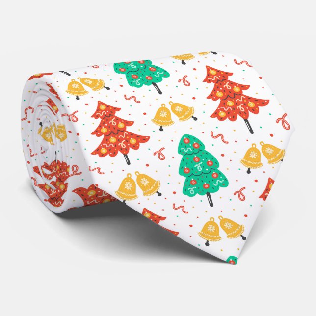 festive tiled Christmas tree pattern Tie (Rolled)