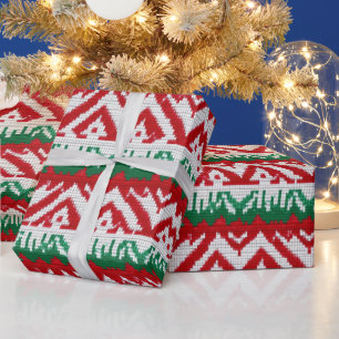 Festive tiled Christmas ugly sweater party  Wrapping Paper