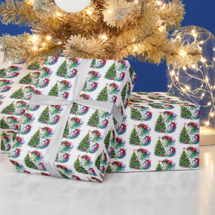 Festive tiled Christmas unicorn  Wrapping Paper